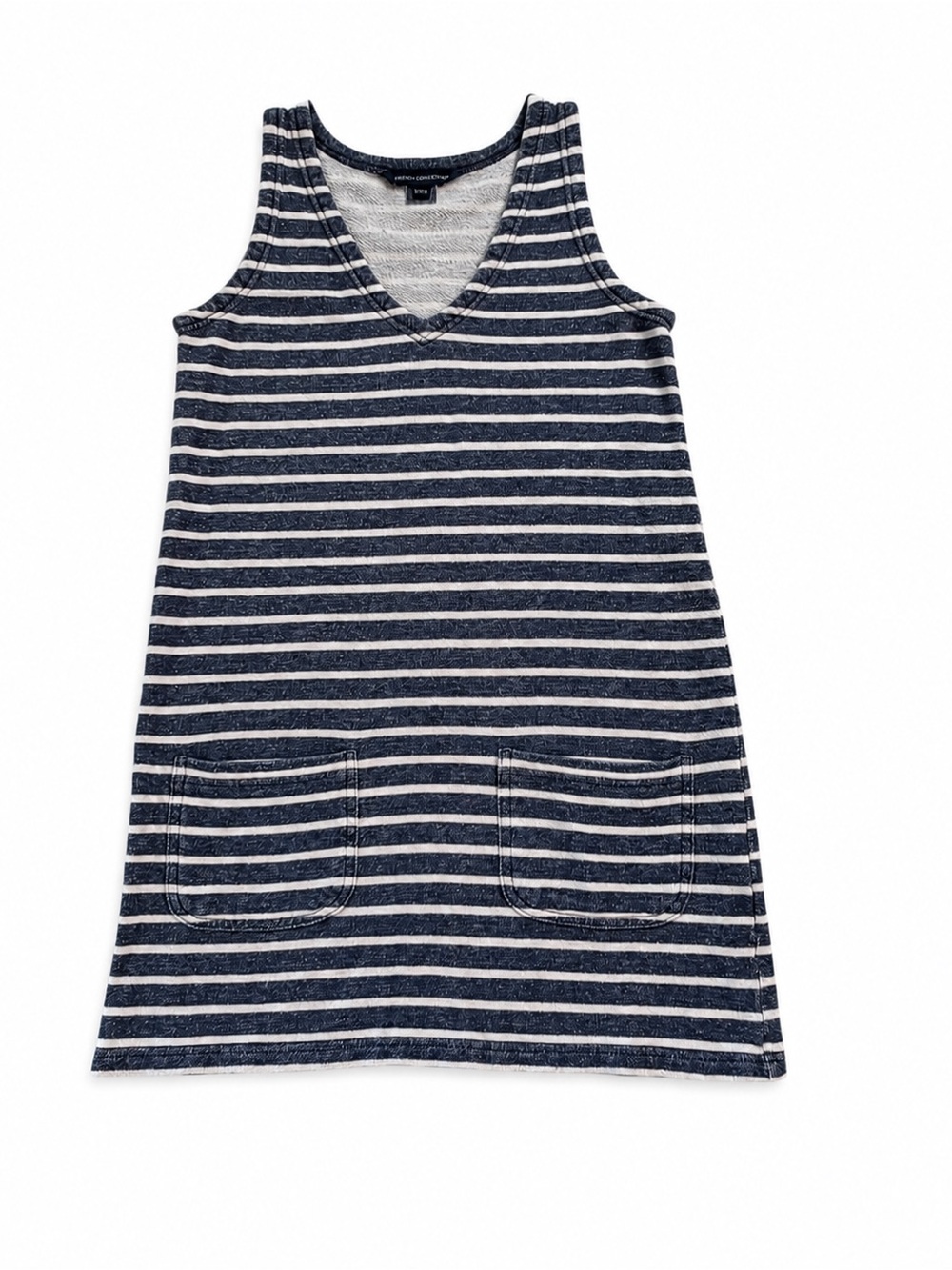 FRENCH CONNECTION UK FCUK STRIPED TANK DRESS WOMENS SIZE 0 NAVY WHITE TERRY